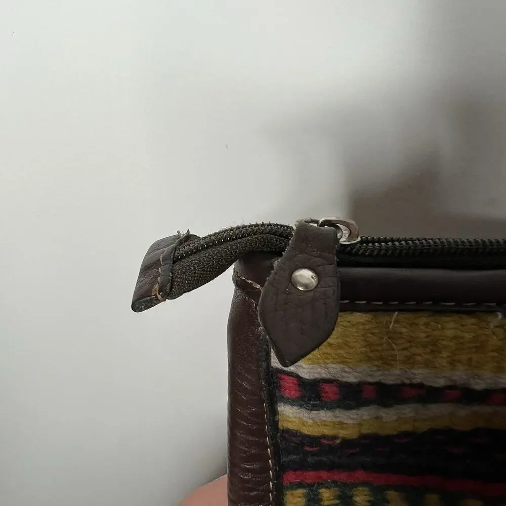 Born Wool Leather Tote Bag Southwestern Boho Aztec Pattern Shoulder‎ Purse